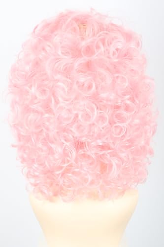 Pink 60s Beehive Bouffant Wig - Voluminous Retro Curly Costume Hair - Pink1