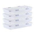 Under Bed Storage Containers with Wheels - 4 Pack, Dustproof Lid & Stackable Design