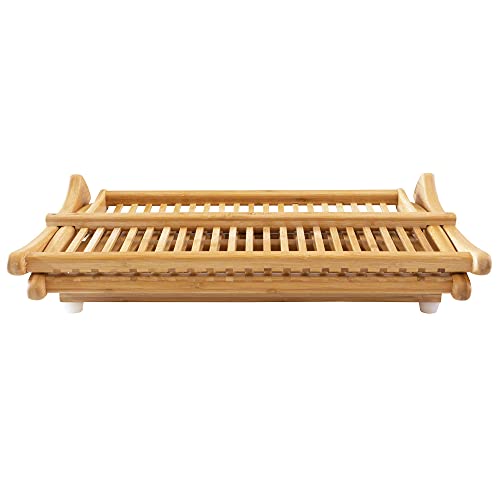 Eco Collapsible Bamboo Dish Drying Rack - Large Kitchen Organizer