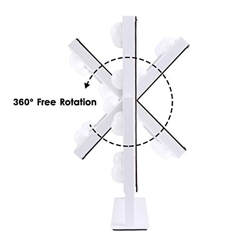 BWLLNI White-Diamond Vanity Makeup Mirror with Lights, 14.1"L x 11.8"W, 9 LED Bulbs