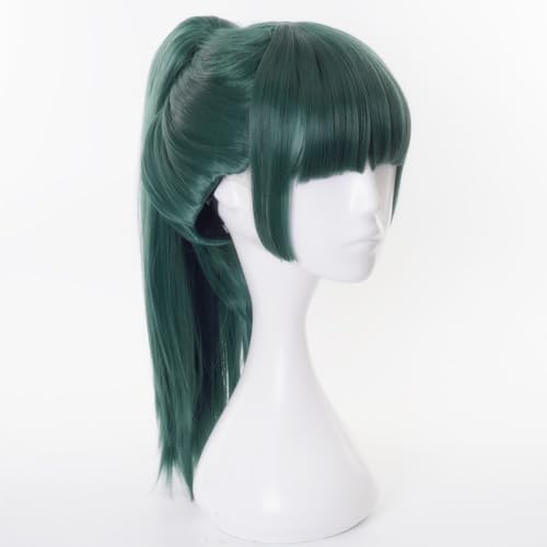 Anime Cosplay Wigs for Men and Women, Maki Zenin Style, High-Temperature Fiber, Detachable Ponytail, Natural Look