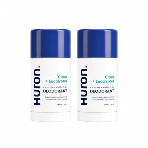 Huron Aluminum-Free Deodorant Citrus + Eucalyptus 2-Pack - Long-Lasting, Sensitive Skin