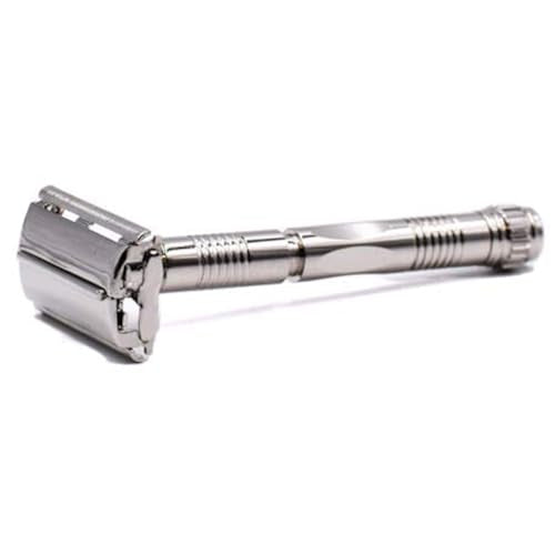 Long Handle Butterfly Safety Razor - Nickel Heavyweight Shaver