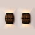 2 Pack Wood Wine Barrel Wall Sconce Light Fixture - Antique Nautical Decor