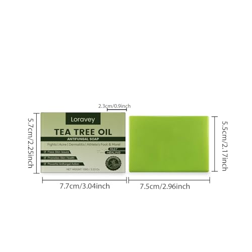 Antifungal Relief Soap Bar, New Tea Tree Oil Soap, Natural Foot & Body Soaps for Skin,Addresses Foot Discomfort,Cleans Pores,Gently Exfoliating Bar Soap for Men & Women,100g/3.52oz (2, 3.5Oz)