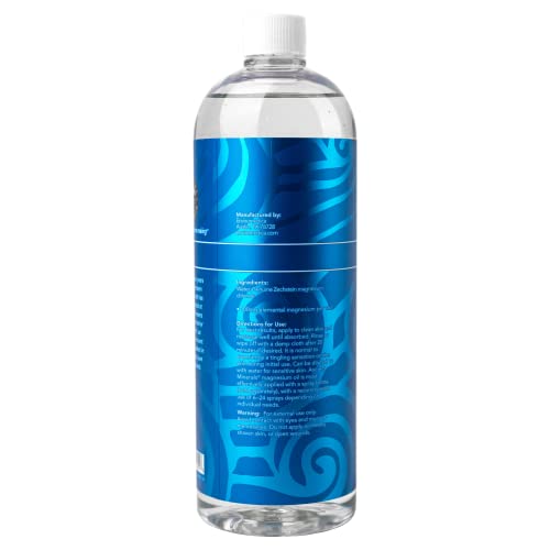 Ancient Minerals Magnesium Oil Refill Bottle, high Concentration Topical Genuine Zechstein Magnesium Chloride Topical Magnesium (33oz)