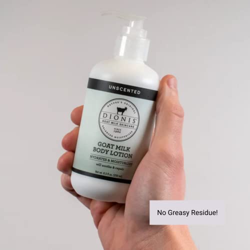 Dionis Goat Milk Skincare Unscented Lotion (8.5oz) and Hand & Body Bar Soap (6oz) Bundle - Made in USA - Cruelty Free and Paraben Free Formula