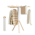 Wooden Foldable Clothes Drying Rack Tripod with 16 Rods - Standing Version