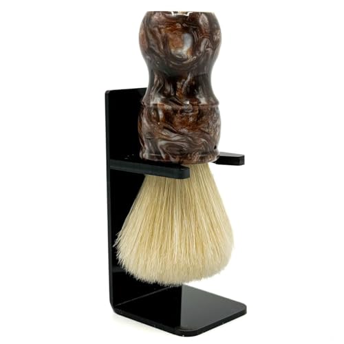 Boar Bristle Shaving Brush with Tortoise Resin Handle - 24mm Knot, Free Stand