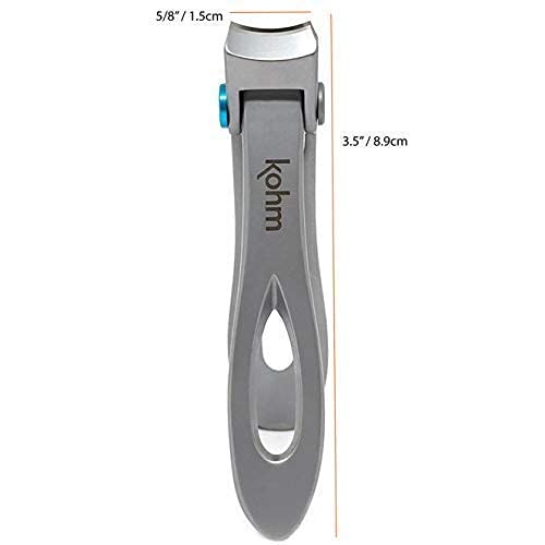 KOHM Silver Curved Heavy Duty Nail Clippers for Thick Nails - Manicure Tool