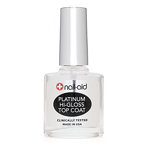 Nail-Aid Platinum Hi-Gloss Top Coat, Long Wear, Scratch Resistant Nail Color, Clear, 0.55 Fl Oz, 1 Pack