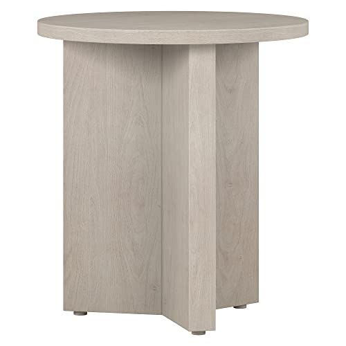 20-Inch Beech White Round Side Table - Scandinavian Nightstand or End Table