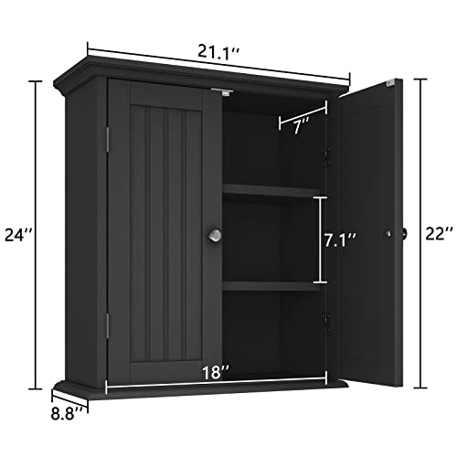 ChooChoo Black Over The Toilet Wall Cabinet 8.8''D x 21.1''W x 24''H Bathroom Storage