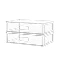 Aurblozen 2-Tier Clear Acrylic Makeup Organizer with Drawer, 12"W