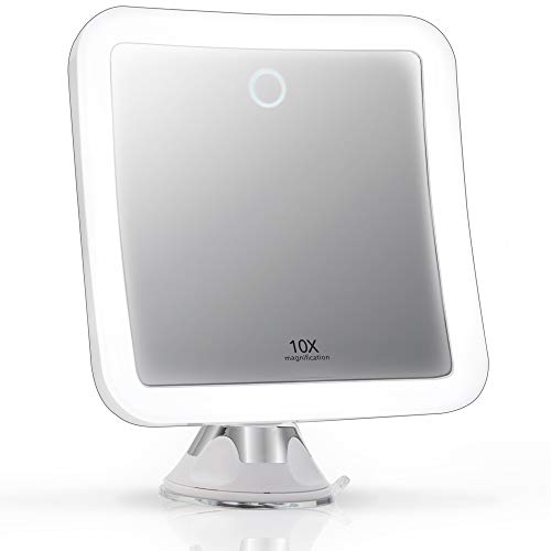 Fancii Rechargeable 10X Magnifying Lighted Makeup Mirror - White, Dimmable & Portable