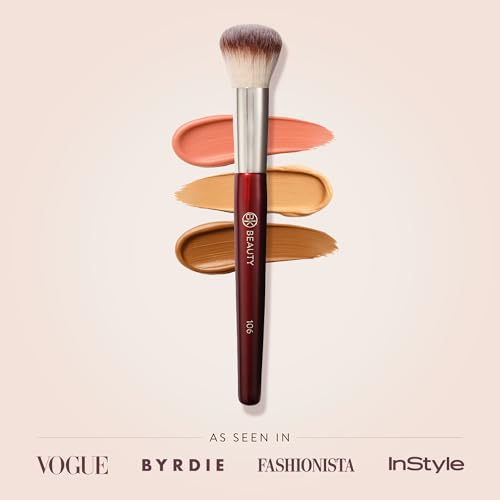 BK BEAUTY 106 ROUND FOUNDATION BRUSH ? Dense Dome Shape for Liquid & Cream Foundation, Seamless Streak-Free Application, Multi-Use Face Makeup Tool