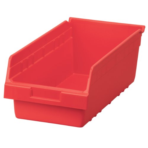 Red Plastic Nesting Storage Bins - 18x8x6 Inches, 8-Pack