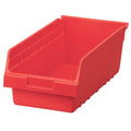 Red Plastic Nesting Storage Bins - 18x8x6 Inches, 8-Pack