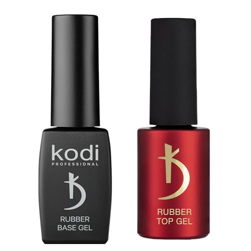 Kodi Professional BEST SET 2in1 Rubber BASE 8ml. (0.27oz) + Rubber TOP 7ml. (0.24oz) Gel LED/UV Nail Polish Coat Soak Off Original