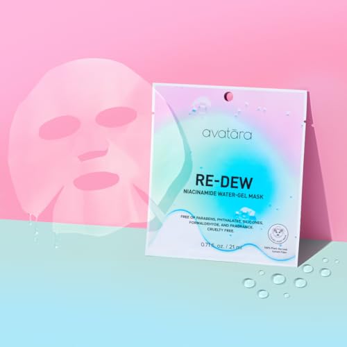 Avatara Dewy Daydream Water-Gel Sheet Mask 6-Pack - Hydrating Korean Face Masks with Hyaluronic Acid & Vitamin C