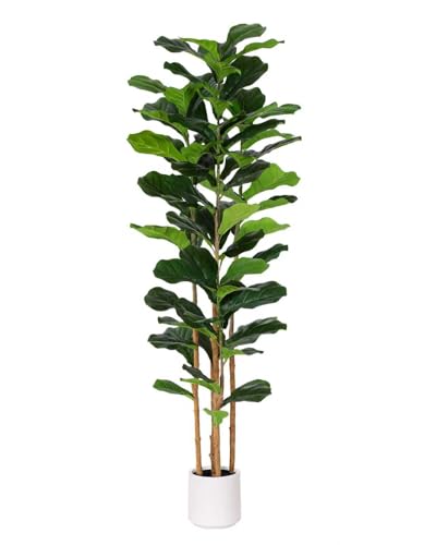 5.9 Ft Faux Fiddle Leaf Fig Tree with Planter - Tall Indoor Artificial Plant