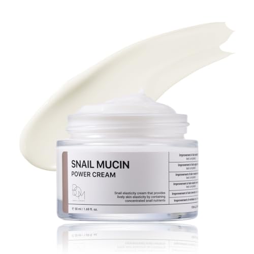 BOM Snail Mucin Power Cream 1.69 oz - Niacinamide, Adenosine Facial Moisturizer for All Skin Types