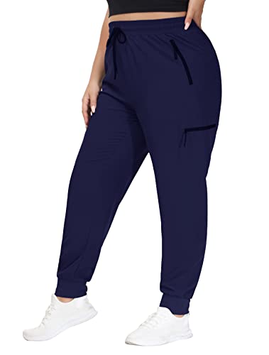 SEKINO Women's Plus Size Navy Cargo Pants - Lightweight Quick Dry Hiking Joggers 3X