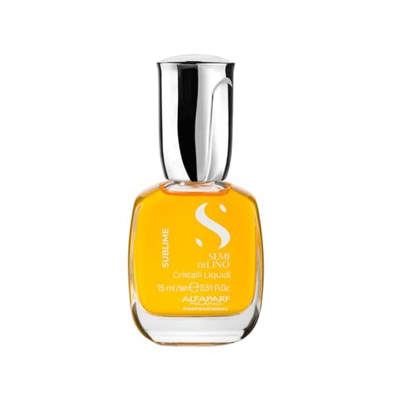 Alfaparf Milano Semi di Lino Sublime Cristalli Liquidi Hair Oil Serum with Thermal Protection - Anti Frizz Hair Serum & Smoothing Heat Protectant Spray with Vitamin E for Frizzy Hair (0.51 oz / 15 ml)
