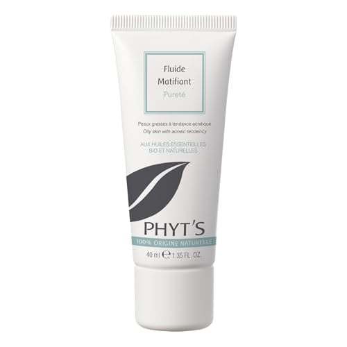Phyts Purity Mattifying Fluid - Face Moisturizer for Oily Skin - Face Cream with Absorbent Silicas and Essential Oils - Refines Skin Texture - 1.35 oz