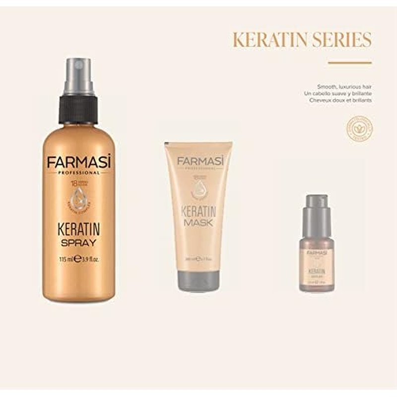 FARMASi Keratin Therapy Repairing Hair Spray, Leave In Detangling & Shine Support for Dry Damaged Hair, Lightweight Styling Care, 3.9 fl oz