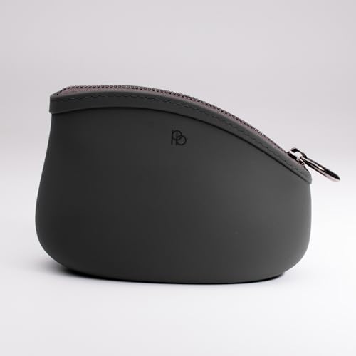 Dark Grey Small Silicone Makeup Bag - Vegan Eco-Friendly Water-Resistant Purse