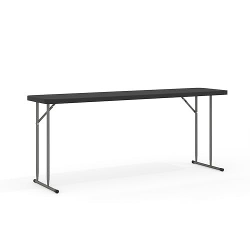 6 Ft Plastic Folding Training Table - Waterproof, Portable, Black
