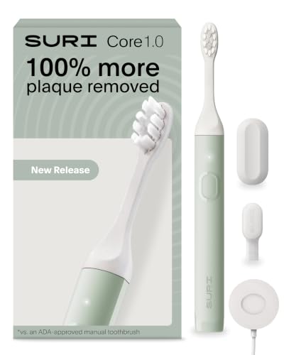 SURI Core Sonic Electric Toothbrush - Haze Green, Travel Cover, 4 Weeks Battery