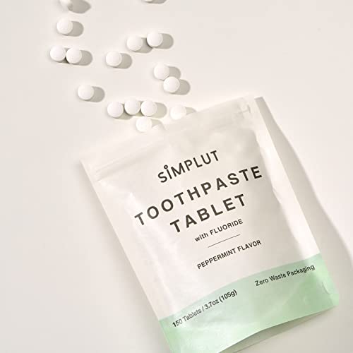 Chewable Toothpaste Tablets with Fluoride 150 Pack - Travel Eco-Friendly Vegan Mint