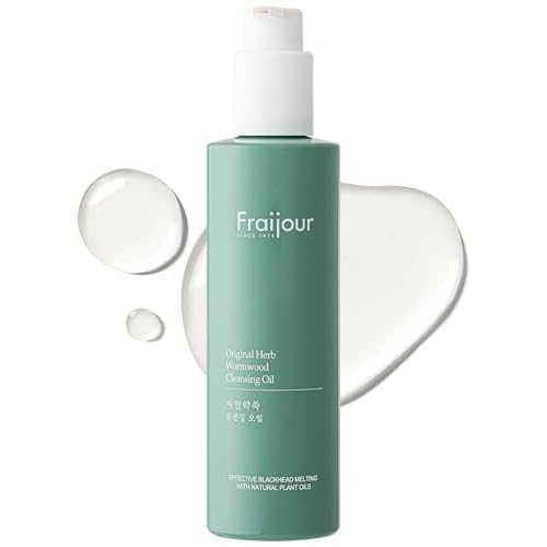 Fraijour Herb Wormwood Cleansing Oil ? Korean Deep Cleansing Makeup Remover & Pore Minimizer for Oily, Acne-Prone Skin, AHA BHA Exfoliation, Olive & Jojoba Oils, Lightweight, 7.1 fl.oz.