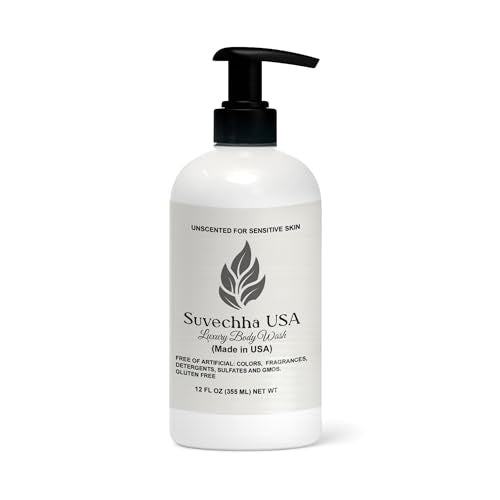 Vegan Body Wash with non toxic, Organic Ingredients | Made in USA |Great for Delicate Skin | Paraben free, gluten free, sulfate free| Moisturizing with organic Aloe & Shea Butter (Unscented)