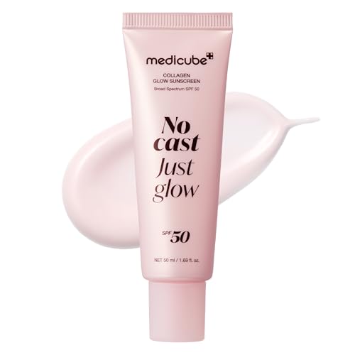 medicube Just Glow Collagen SPF 50 Sunscreen 1.69 Fl Oz Pack of 2 – Hydrating, Non-Sticky Face SPF