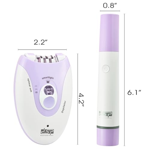 Purple 2-in-1 Cordless Epilator & Shaver for Women, Facial Hair Removal