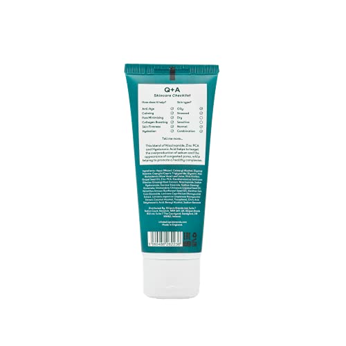Q+A Zinc PCA Daily Moisturizer (75ml), Hydrating Moisturizer Face Cream for Oily and Blemish-Prone Skin, with Niacinamide and Ginseng, Oil Control and Pore Minimising, Fragrance Free Skincare