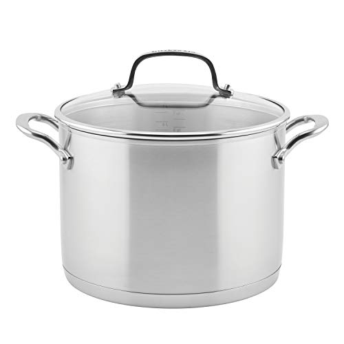 KitchenAid 8-Quart Stainless Steel 3-Ply Stock Pot with Lid – Silver