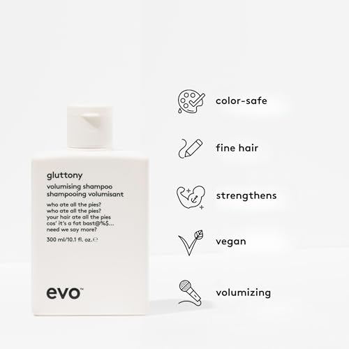 EVO Gluttony Volumizing Sulfate-Free Shampoo 10.1 Fl Oz for Fine Hair - Adds Lift & Color Protection