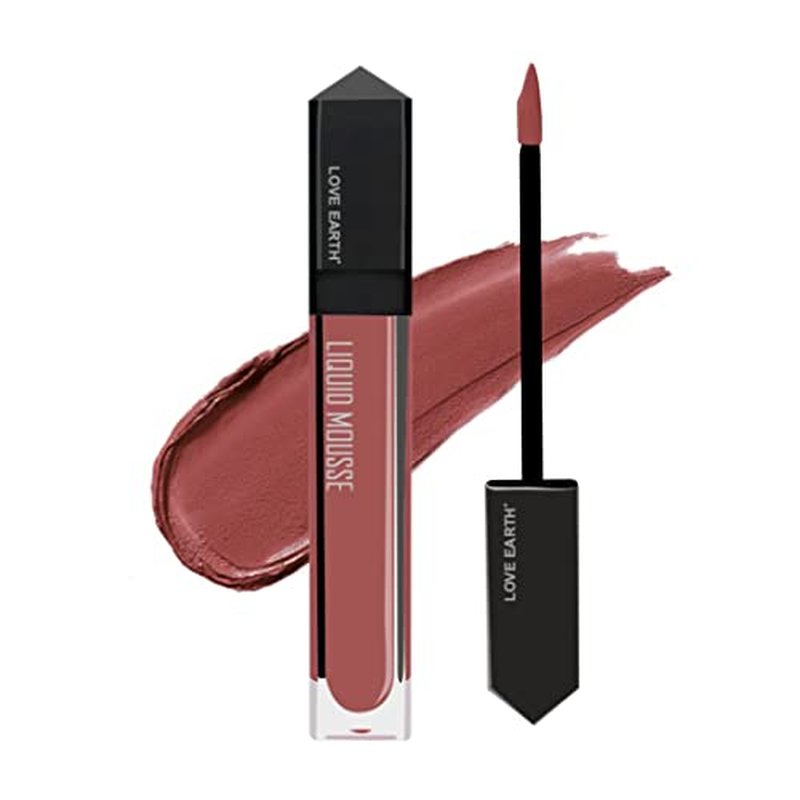 Love Earth Liquid Mousse Lipstick - Matte Finish | Lightweight, Non-Sticky, Non-Drying,Transferproof, Waterproof | Lasts Up To 12 Hours With Vitamin E And Jojoba Oil - (6 ml (Pack Of 1) Pink Colada)