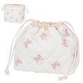 Drawstring Quilted Makeup Bag, Cosmetic Pouch, Coquette Cute Organizer, Small Make up Bag for Purse, Women's Portable Travel Cosmetic Bag