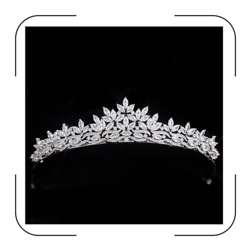 QXMYOO Silver Cubic Zirconia Bridal Tiara Small for Wedding Prom Quinceañera