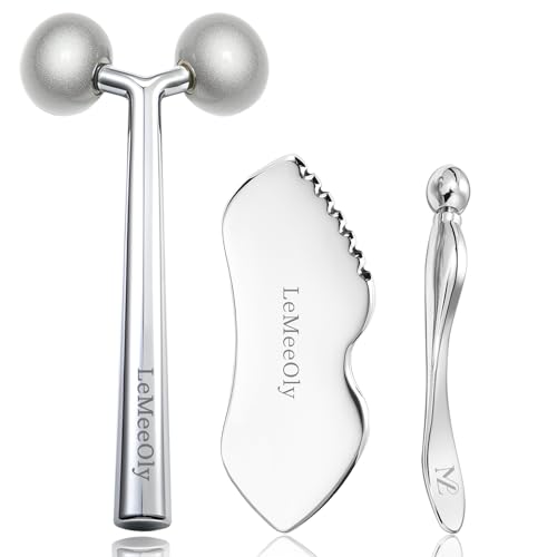 2Pcs Gua Sha Facial Tools Stainless Steel, Detailer GuaSha Set for Face Neck, Natural Skin Care Metal Gua Sha Lymphatic Drainage Face Massage Tool, Gift for Women (Detail Guasha Set)