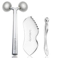 2Pcs Gua Sha Facial Tools Stainless Steel, Detailer GuaSha Set for Face Neck, Natural Skin Care Metal Gua Sha Lymphatic Drainage Face Massage Tool, Gift for Women (Detail Guasha Set)