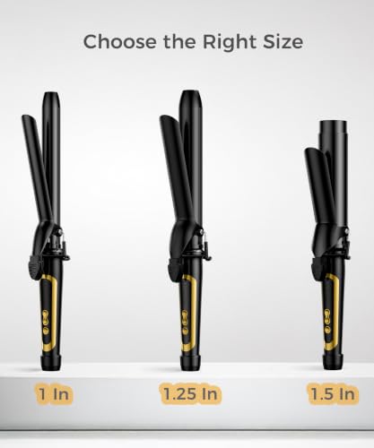 Lanvier 1 Inch Extra Long Ceramic Tourmaline Curling Iron - Black, Professional Hair Styler, Up to 450°F, Dual Voltage for Worldwide Use