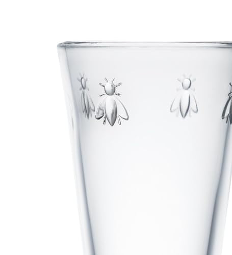 Set of 6 Tall Drinking Glasses 15.6oz Napoleonic Bee Pattern Modern Design