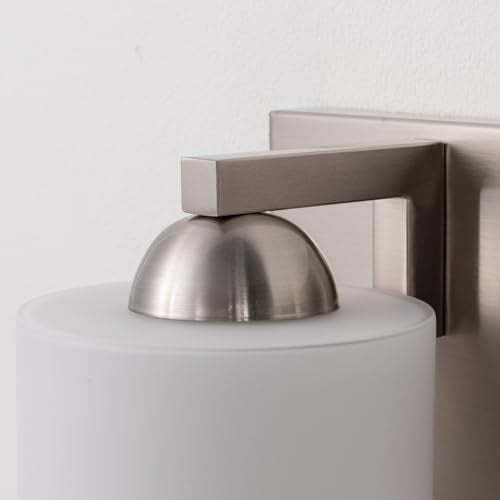 mirrea 3-Light Brushed Nickel Bathroom Vanity Light with White Glass Shades - Modern & Elegant 22-inch Fixture