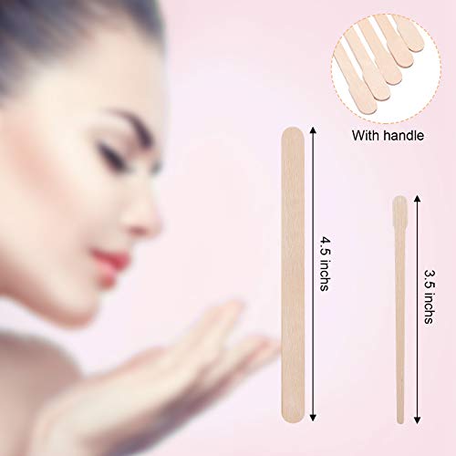 Maitys 1000 Pcs Wooden Wax Sticks Spatula Wax Applicator Sticks Wood Craft Sticks Include 500 Pcs Large Eyebrow Wax Applicator and 500 Pcs Small Wood Waxing Applicator Stick for Body Face Hair Removal